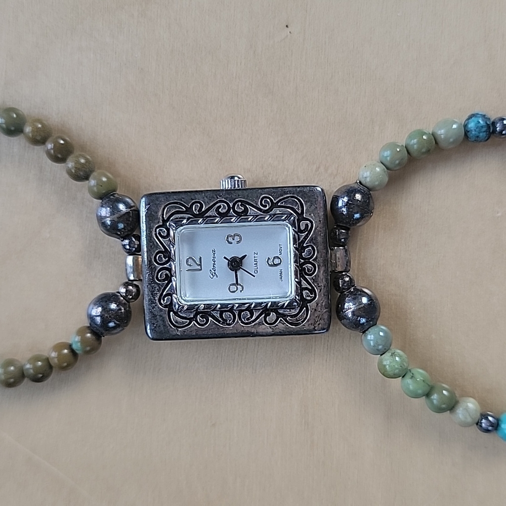 Geneva watch with beaded wrist